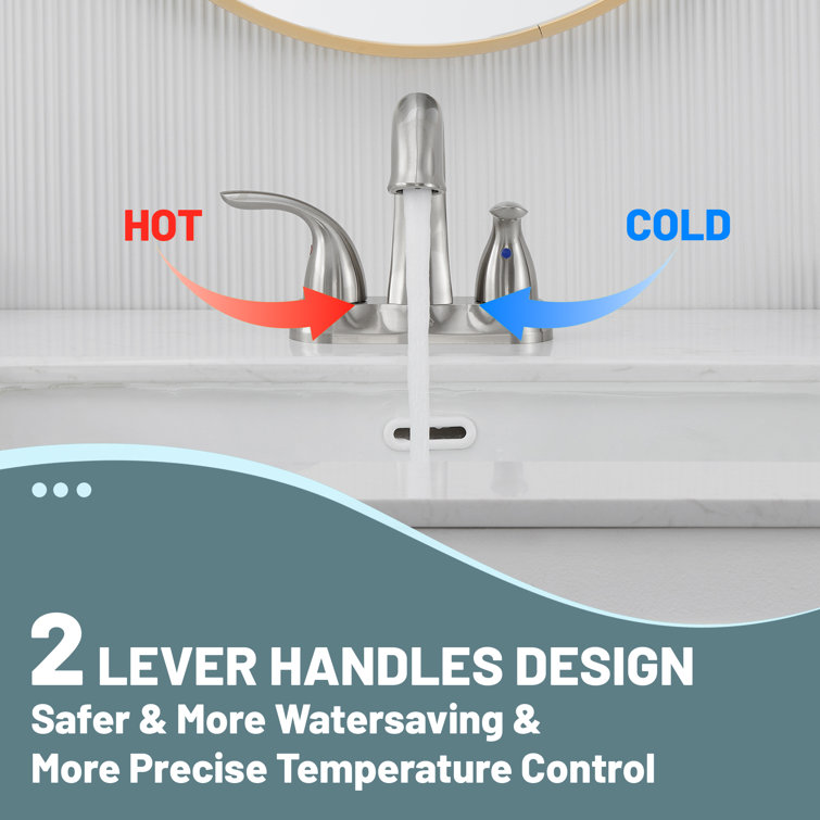 Brushed Nickel 2-Handle Centerset Bathroom Faucet with Pop-Up Drain