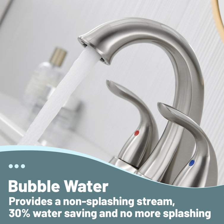 Brushed Nickel 2-Handle Centerset Bathroom Faucet with Pop-Up Drain