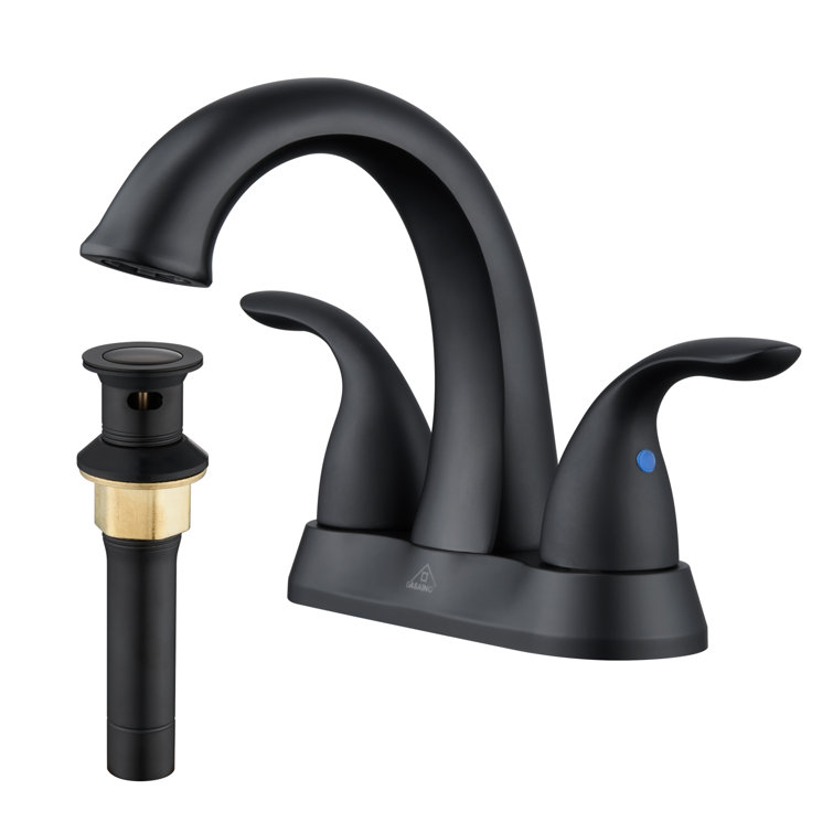 Matte Black Stainless Steel Centerset Bathroom Faucet with Drain