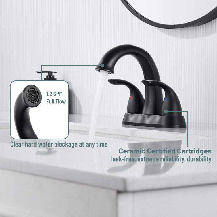 Matte Black Stainless Steel Centerset Bathroom Faucet with Drain