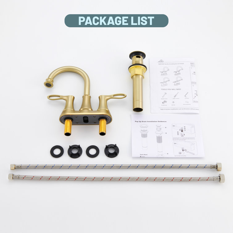 Brushed Gold Stainless Steel 4-Inch Centerset Bathroom Faucet
