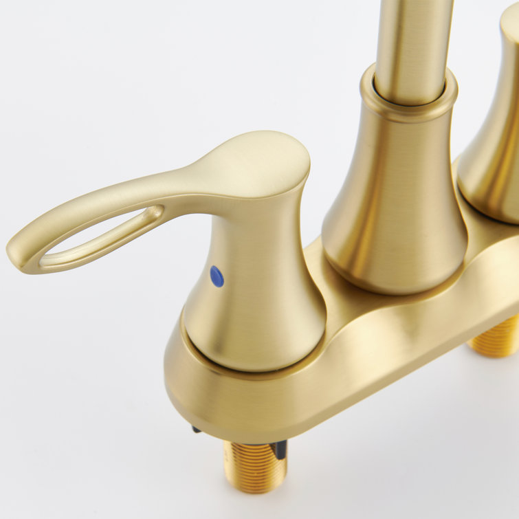 Brushed Gold Stainless Steel 4-Inch Centerset Bathroom Faucet