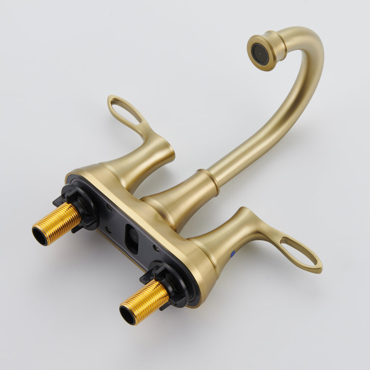 Brushed Gold Stainless Steel 4-Inch Centerset Bathroom Faucet