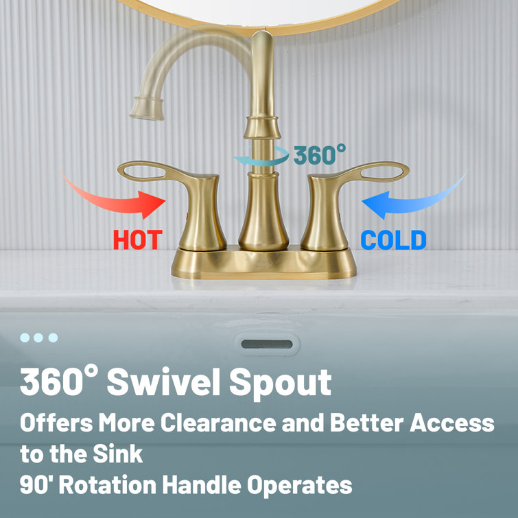 Brushed Gold Stainless Steel 4-Inch Centerset Bathroom Faucet