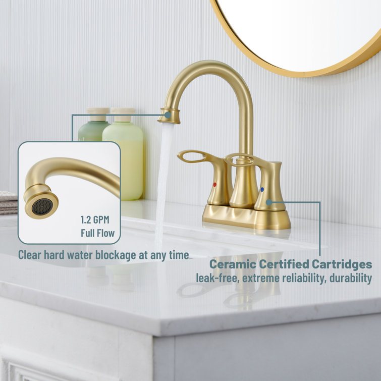 Brushed Gold Stainless Steel 4-Inch Centerset Bathroom Faucet