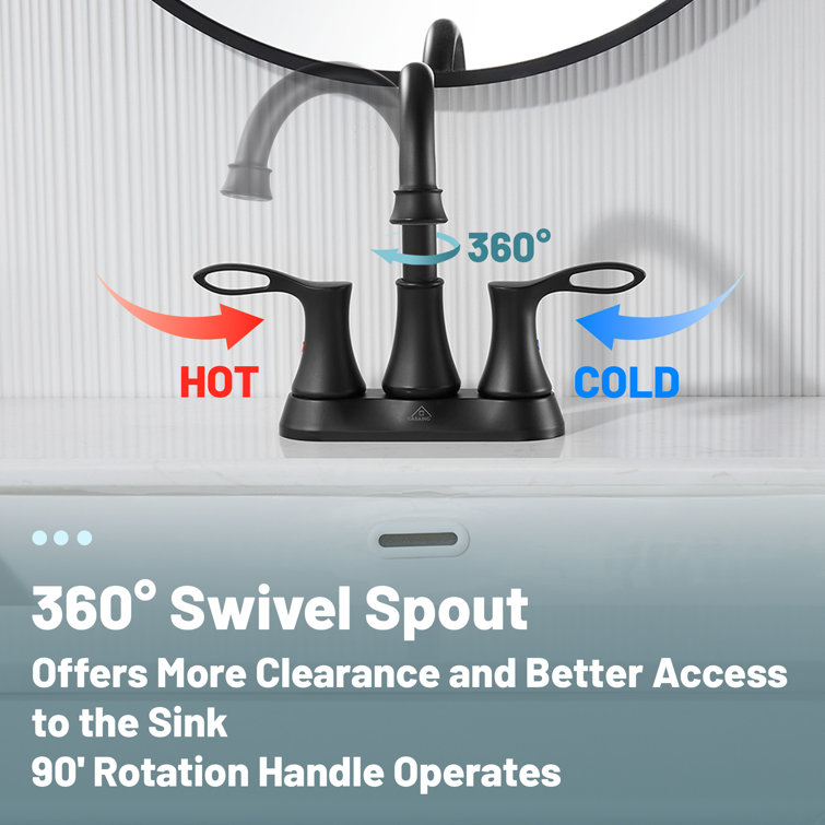 Matte Black Stainless Steel 4-Inch Centerset Bathroom Faucet with Drain Kit