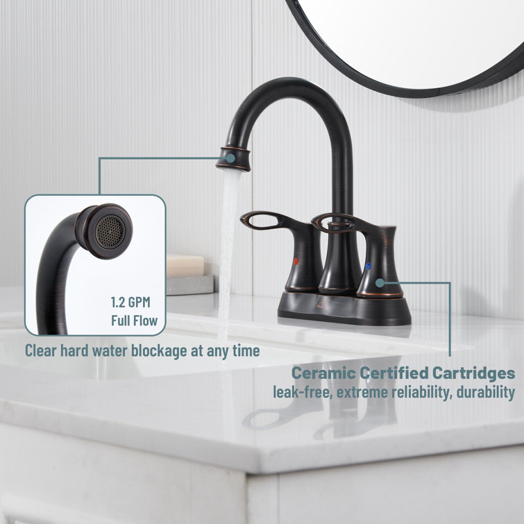 Oil Rubbed Bronze 4-Inch Double Handle Bathroom Faucet Kit