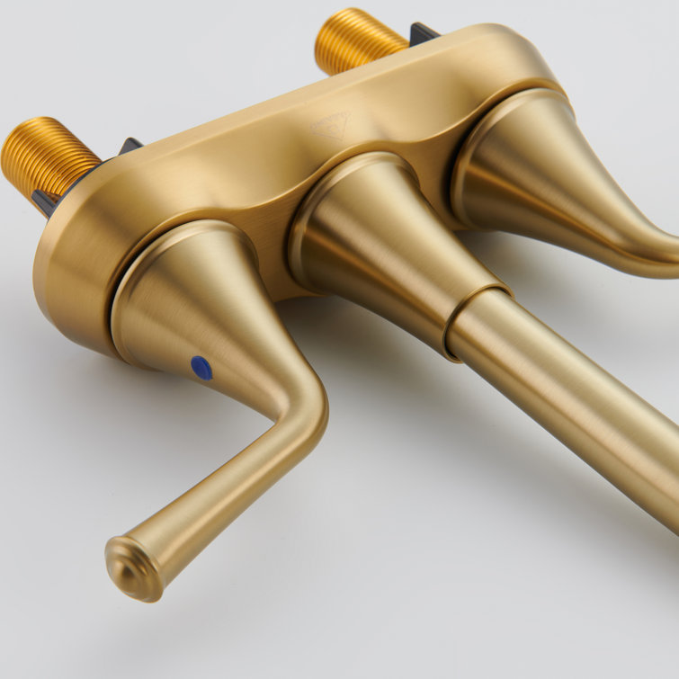 Brushed Gold Stainless Steel Double Handle Bathroom Faucet with Pop-up Drain