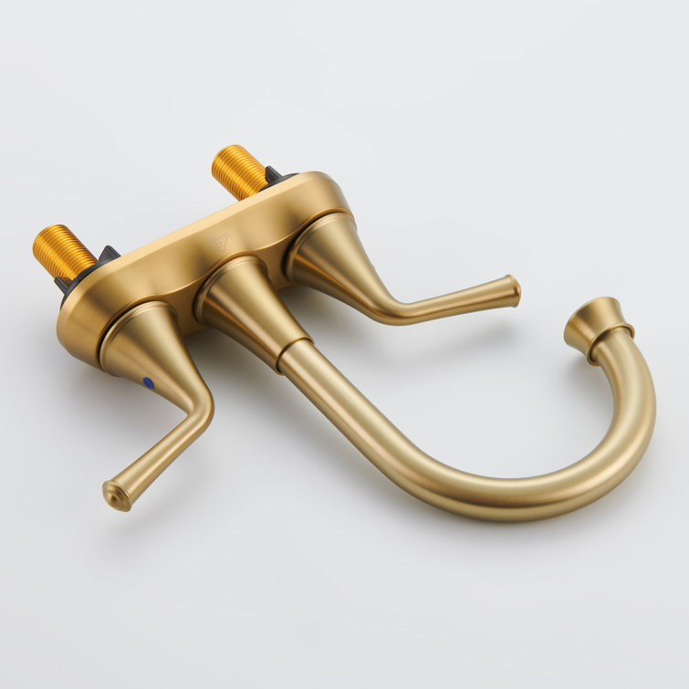 Brushed Gold Stainless Steel Double Handle Bathroom Faucet with Pop-up Drain
