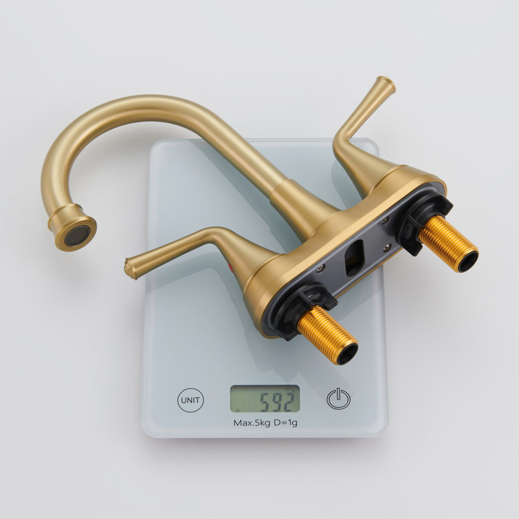 Brushed Gold Stainless Steel Double Handle Bathroom Faucet with Pop-up Drain