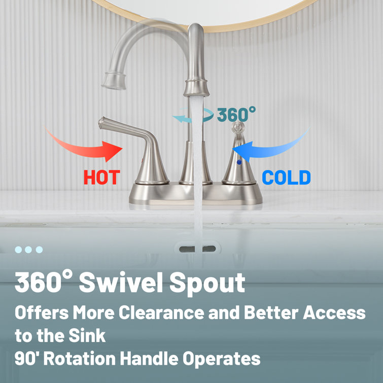 Brushed Nickel Dual Handle Bathroom Sink Faucet with Drain Kit