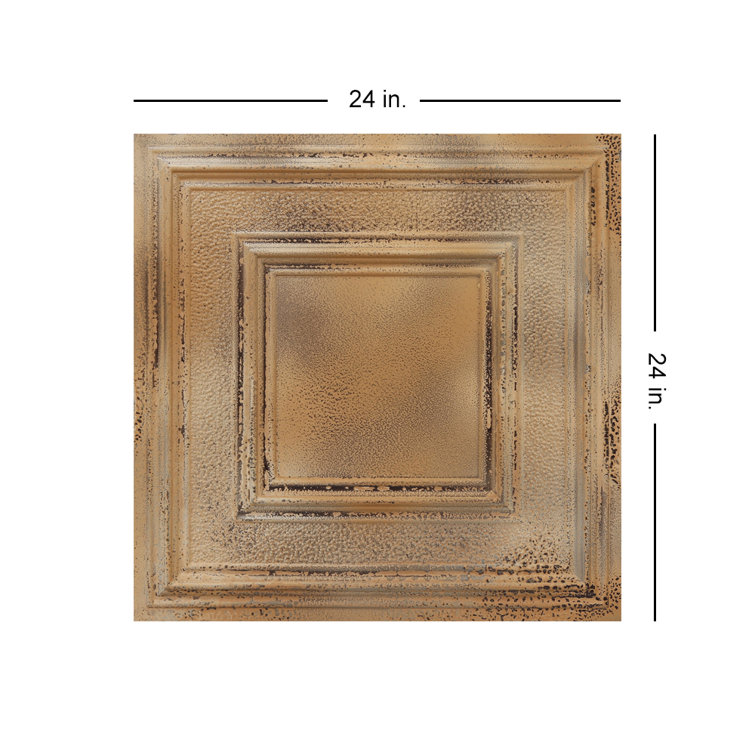 Savannah Stained Metal 24" Square PVC Ceiling Tile