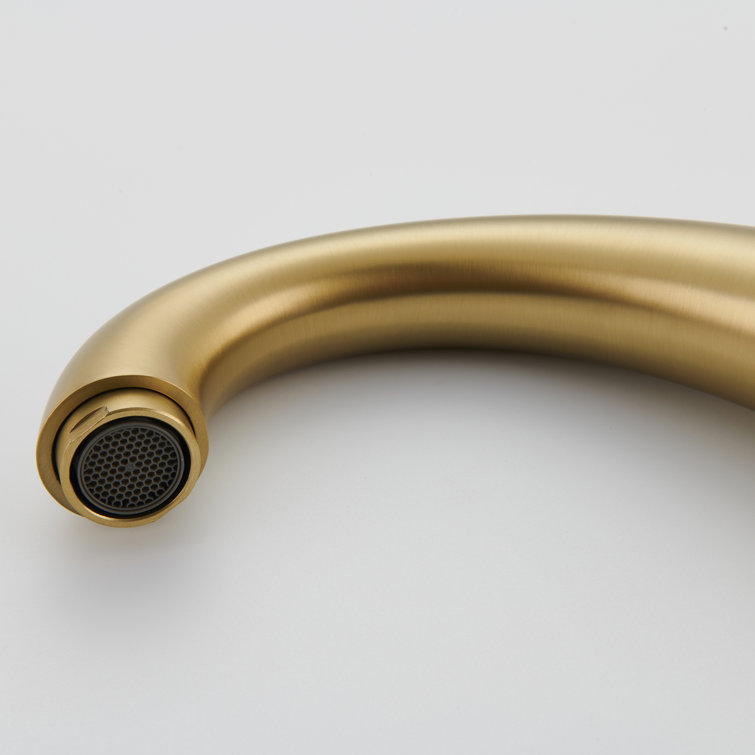 Brushed Gold Stainless Steel Widespread Bathroom Faucet with Drain