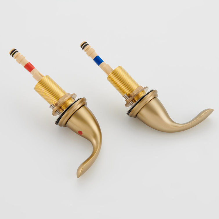 Brushed Gold Stainless Steel Widespread Bathroom Faucet with Drain