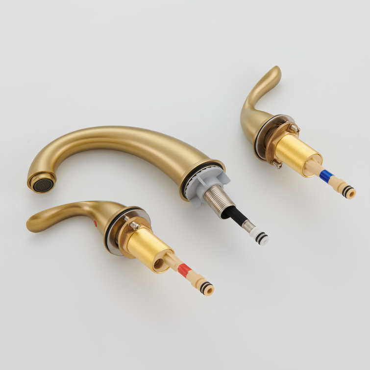 Brushed Gold Stainless Steel Widespread Bathroom Faucet with Drain