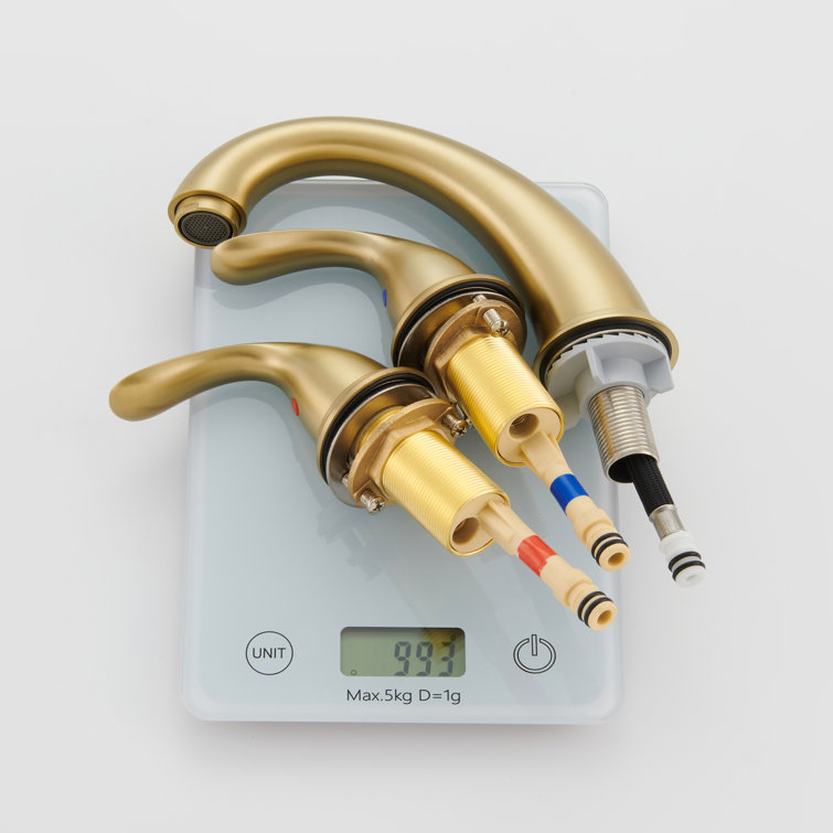 Brushed Gold Stainless Steel Widespread Bathroom Faucet with Drain