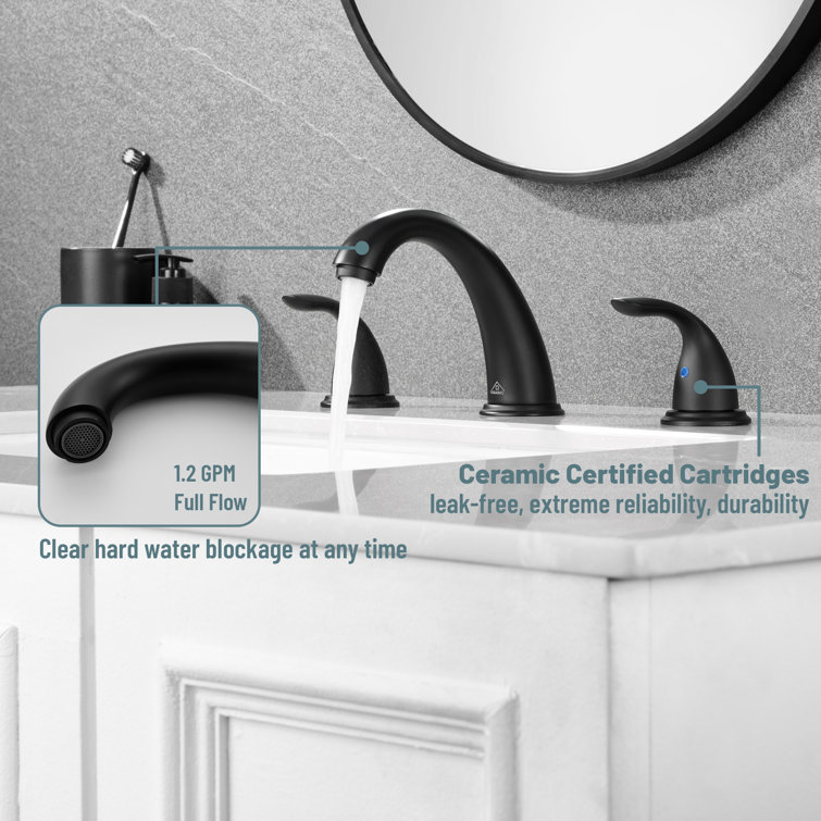 Matte Black Stainless Steel 2-Handle Widespread Bathroom Faucet