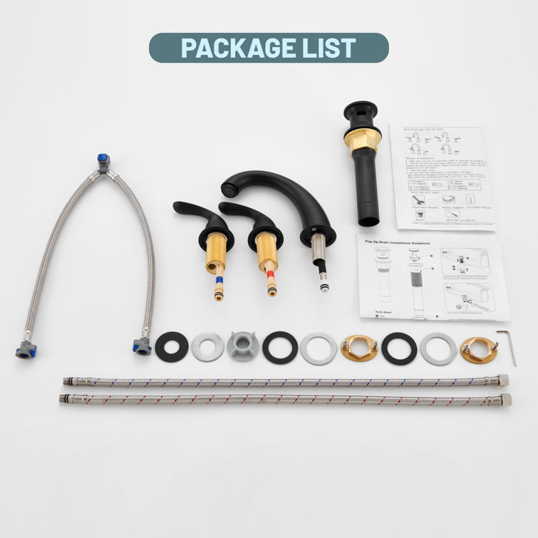 Matte Black Stainless Steel 2-Handle Widespread Bathroom Faucet