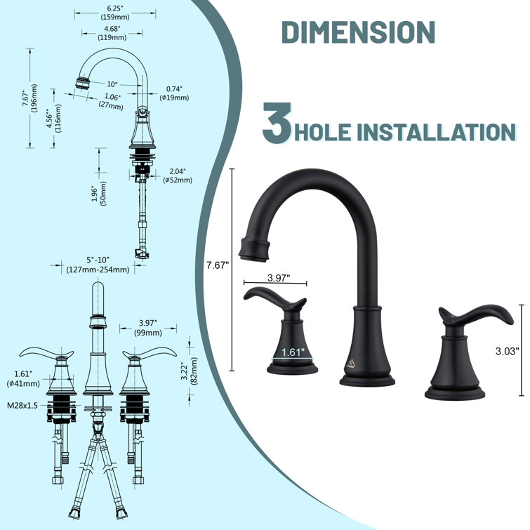 8-inch Widespread Faucet 2-handle Bathroom Faucet with Drain