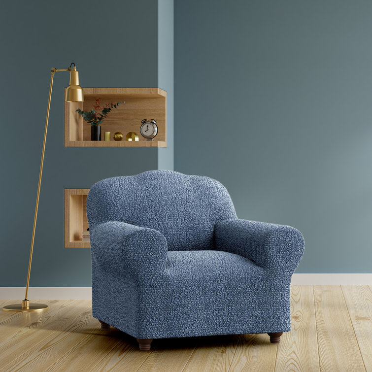 Elegante Blu Italianate Modern Stretch Armchair Slipcover