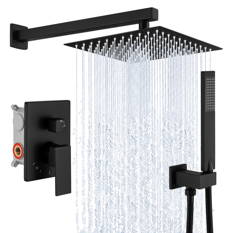 Matte Black Multi-Head Rain Shower System with Handheld