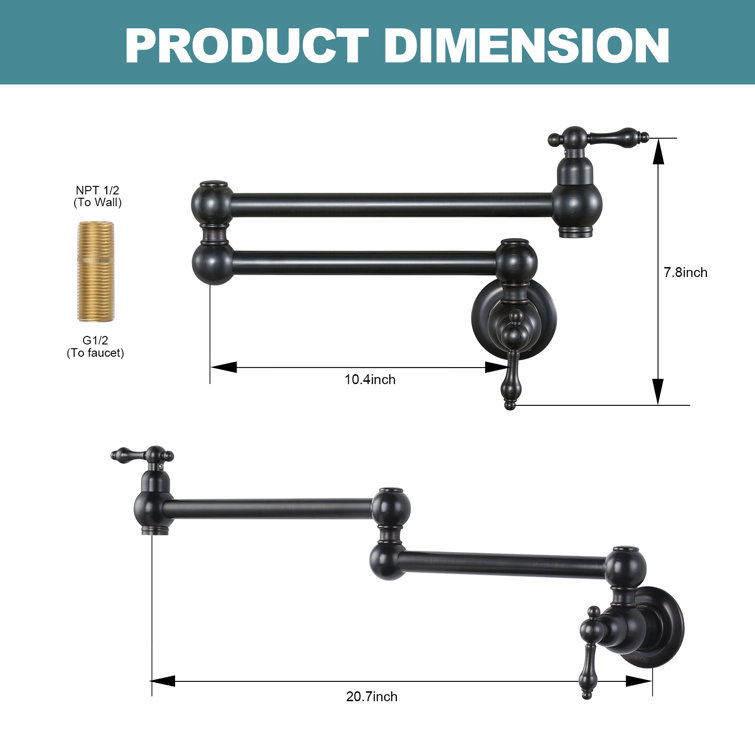 Oil Rubbed Bronze Wall Mounted Pot Filler with Dual Handles