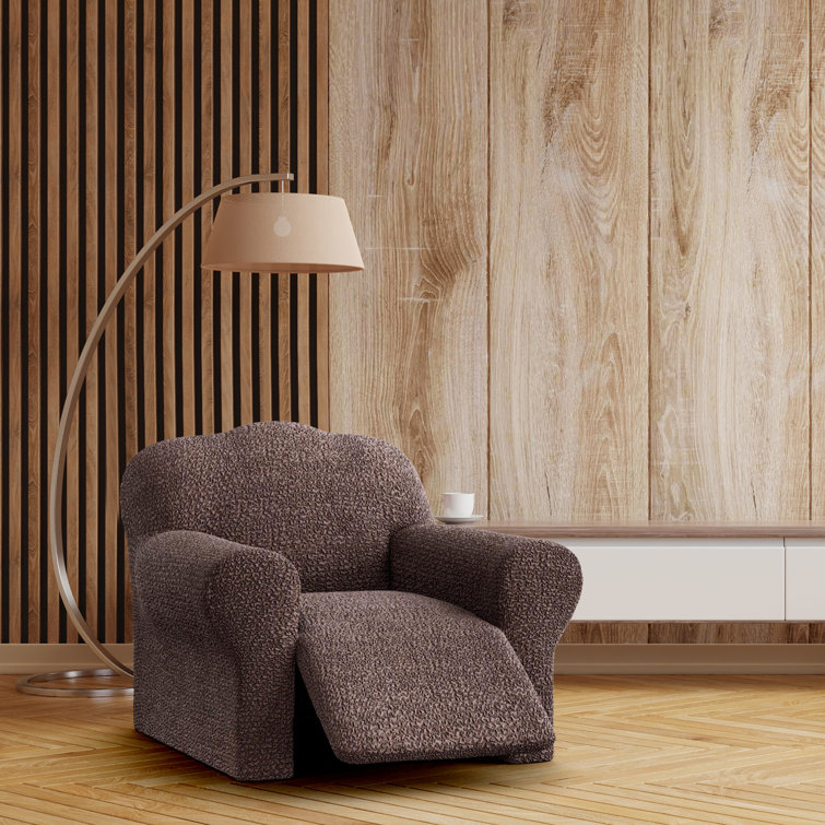 Brown Stretch Recliner Chair Cover with Elastic Closure
