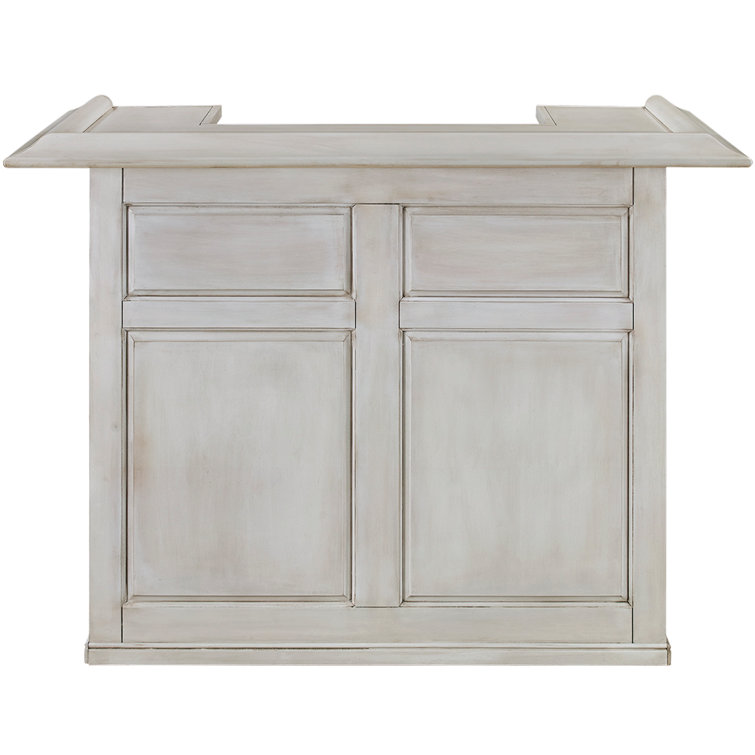 Antique White 60 Inch Traditional Dry Bar with Shelving