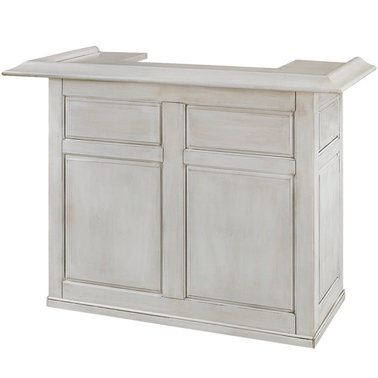 Antique White 60 Inch Traditional Dry Bar with Shelving