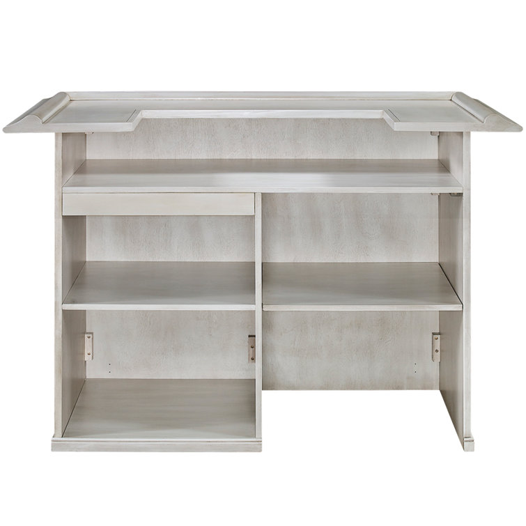 Antique White 60 Inch Traditional Dry Bar with Shelving