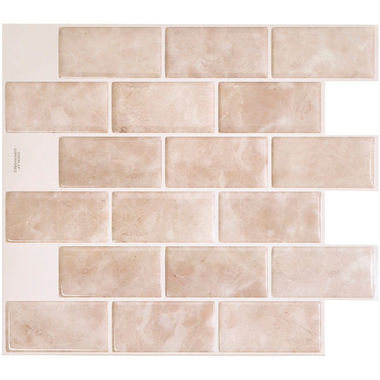 Beige Marble Peel and Stick Subway Backsplash Tiles