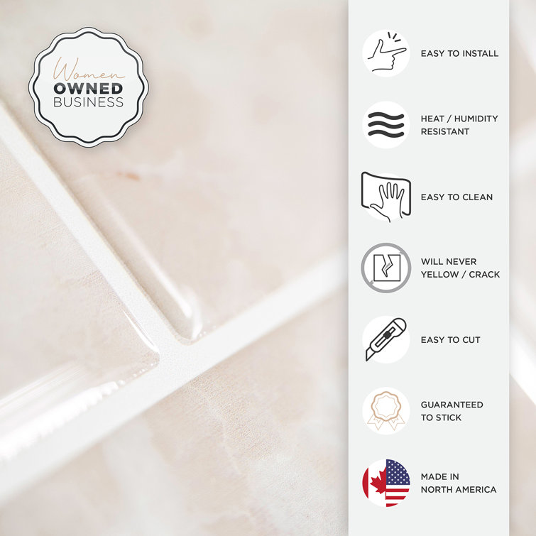 Beige Marble Peel and Stick Subway Backsplash Tiles