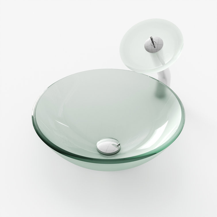 Frosted Glass Circular Above-Counter Vessel Sink
