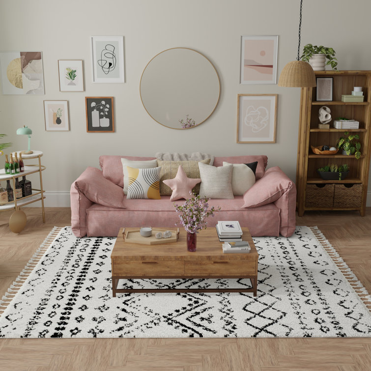 Whisper White 5' x 7' Shag Synthetic Area Rug