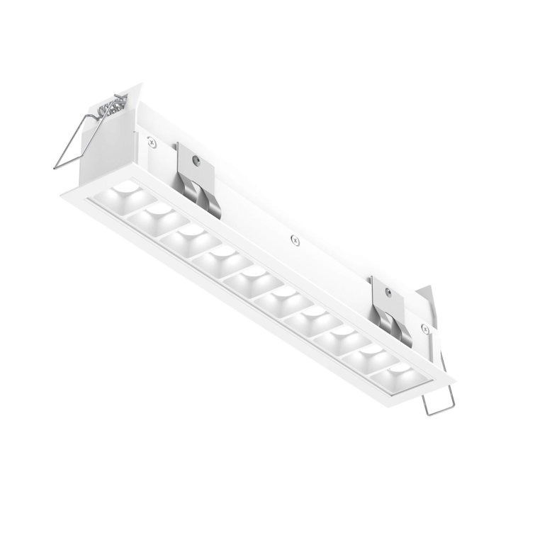White LED Recessed Linear Light with 10 Mini Spots