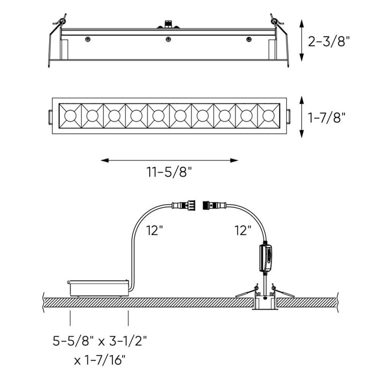 White LED Recessed Linear Light with 10 Mini Spots