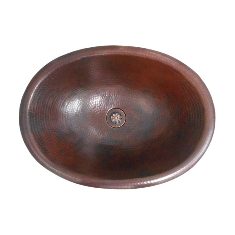 19'' Oval Hand-Hammered Copper Drop-In Bathroom Sink
