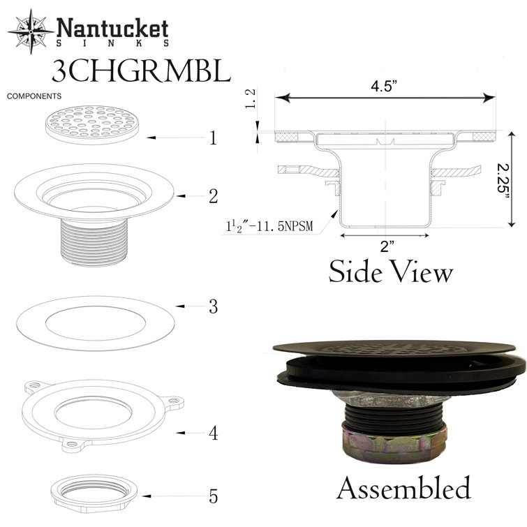 Matte Black 3-Inch Utility Sink Grid Drain