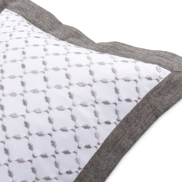 Gray Cotton Queen Size Striped Duvet Set