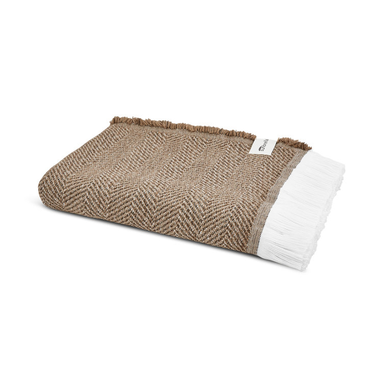 Sunbrella Spice Herringbone Fringed Throw Blanket