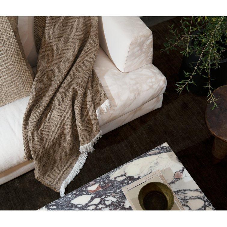 Sunbrella Spice Herringbone Fringed Throw Blanket