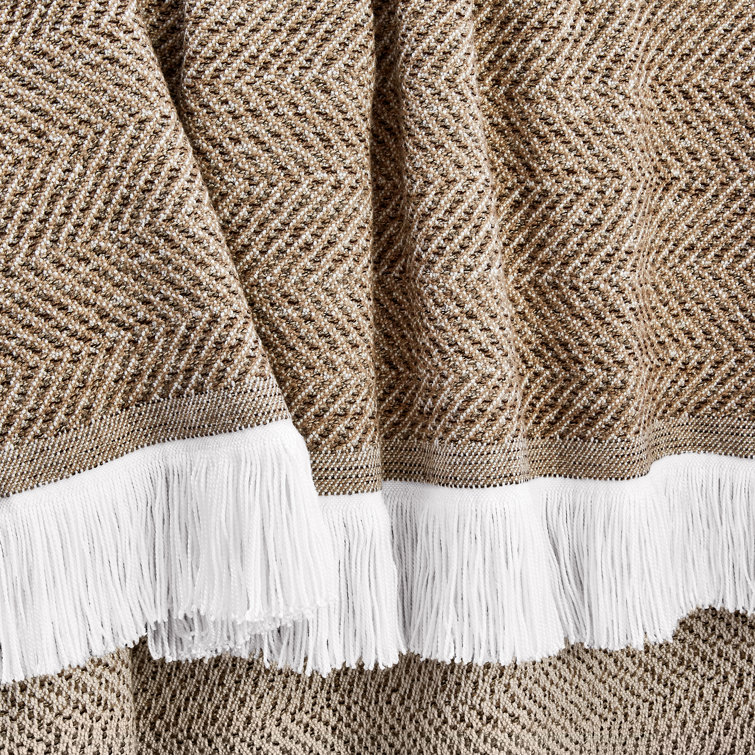 Sunbrella Spice Herringbone Fringed Throw Blanket