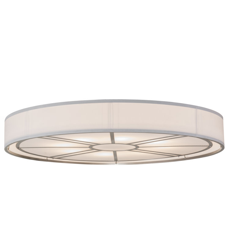 Milwaukee 60'' Nickel and Glass Drum Flush Mount Light