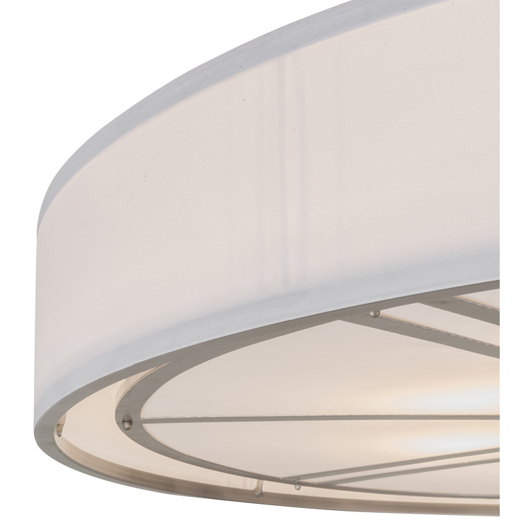Milwaukee 60'' Nickel and Glass Drum Flush Mount Light