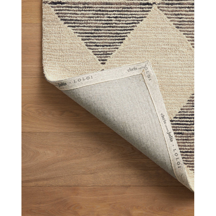Handmade Tufted Beige & Charcoal Wool Diamond Area Rug 11'6" x 15'