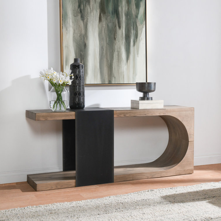 Danica 72'' Antique White and Black Wood Console Table