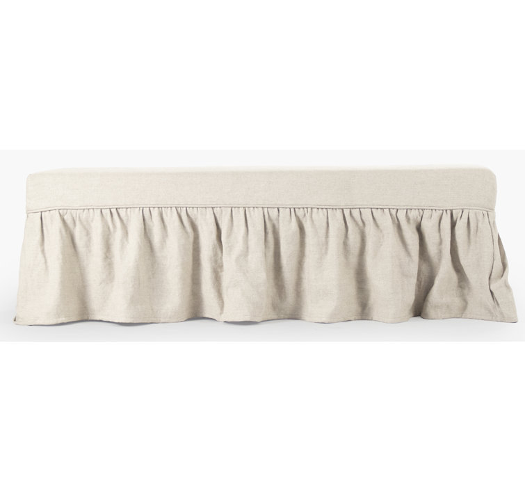Elena Classic Linen-Cotton Skirted Accent Bench in Natural