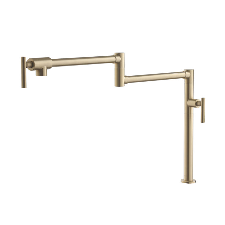 Brushed Gold Double Handle Deck Mounted Pot Filler Faucet