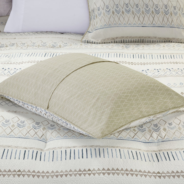 King Blue Reversible Microfiber Comforter Set with Throw Pillows