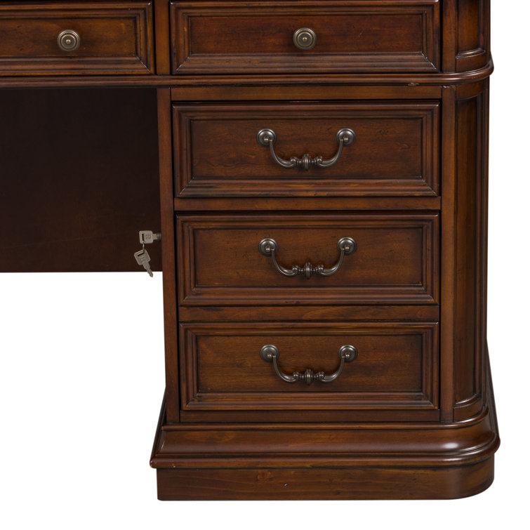 Brown Solid Wood Traditional Executive Desk with Drawers